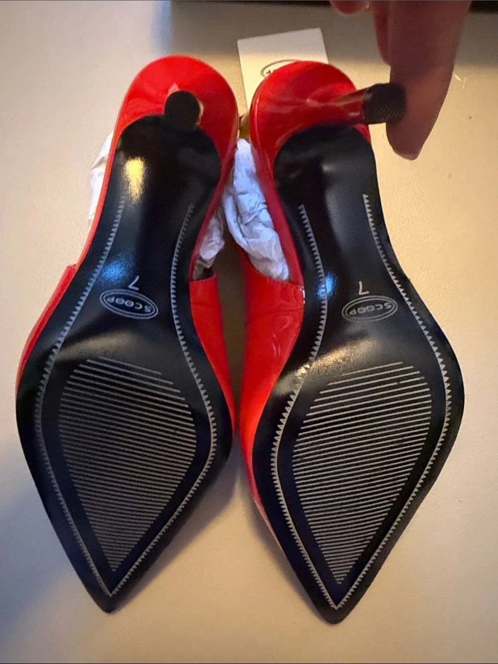 Red Patent Pointed-Toe Slingback Heels